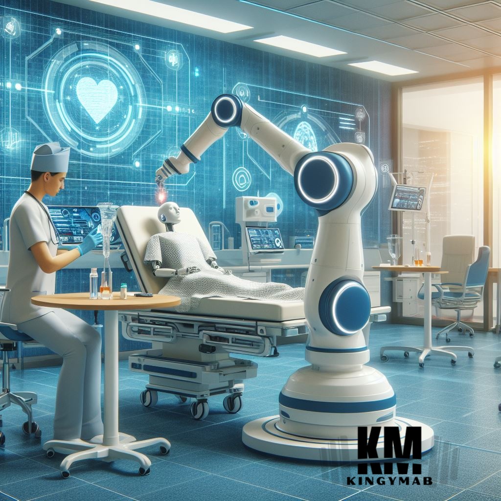The robot is doing treatement of patient at Aiotechnical.com Health